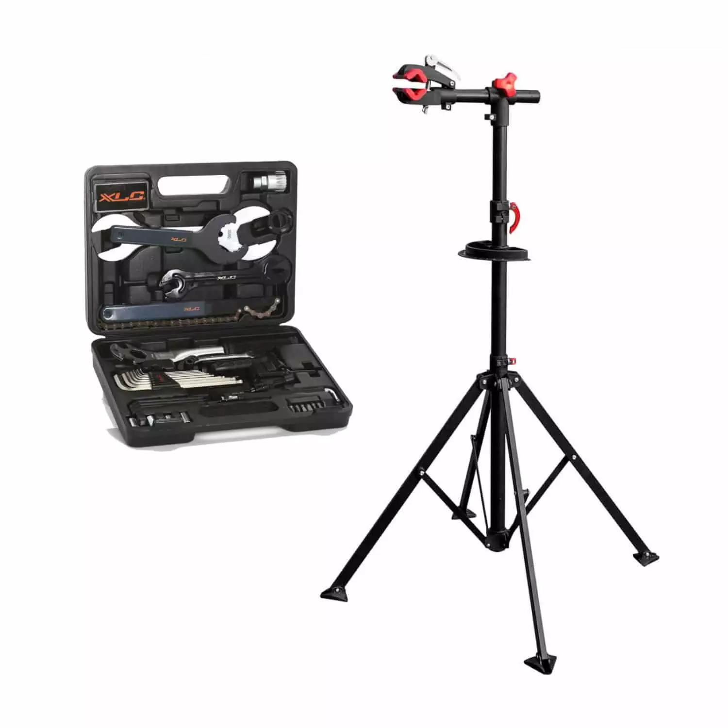 Eufab Profi Fahrrad-Montageständer + XLC TO-S61 Werkzeugkoffer